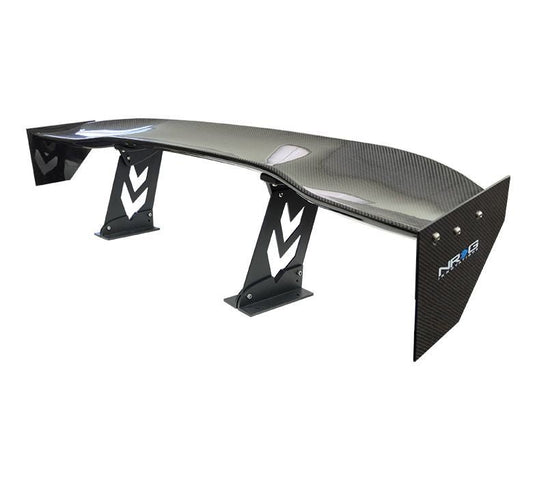 NRG Innovations® Carbon Fiber Spoiler - Universal (59") w/NRG arrow cut out stands and large end plates - Partsaccessoriesusa