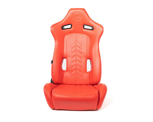 NRG Innovations® "The Arrow" NRG Sports Vinyl Seat Red w/Red Stitch plus Pressed NRG logo - Partsaccessoriesusa