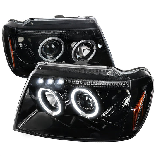Spec-D Tuning 1999-2004 JEEP GRAND CHEROKEE DUAL HALO PROJECTOR HEADLIGHTS W/LED ACCENT LIGHT - Partsaccessoriesusa