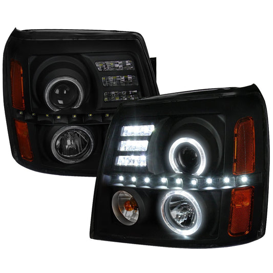 Spec-D Tuning 2002-2006 CADILLAC ESCALADE DUAL HALO PROJECTOR HEADLIGHTS W/SMD LED LIGHT STRIP - Partsaccessoriesusa