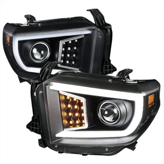 Spec-D Tuning 2014-2018 Toyota Tundra C-Shape LED Projector Headlights Matt Black *OPEN BOX* - Partsaccessoriesusa